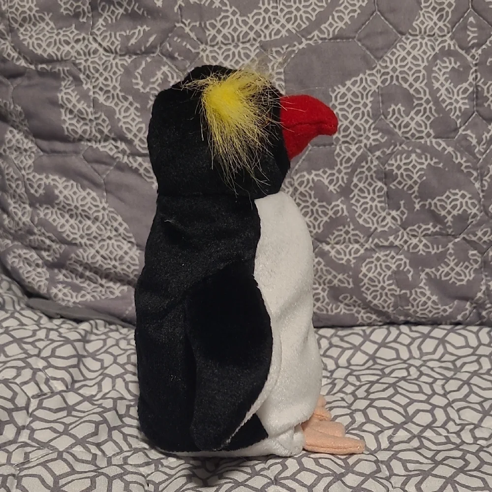 Ty Plush Penguin Bird Toy - Black, White, Red, Yellow